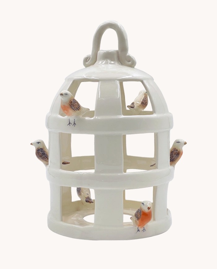 Jaula portavelas blanca 2